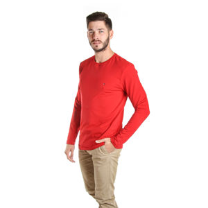 Tommy Hilfiger pánské červené tričko s dlouhým rukávem - XXL (611)